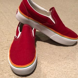 Red platform Vans